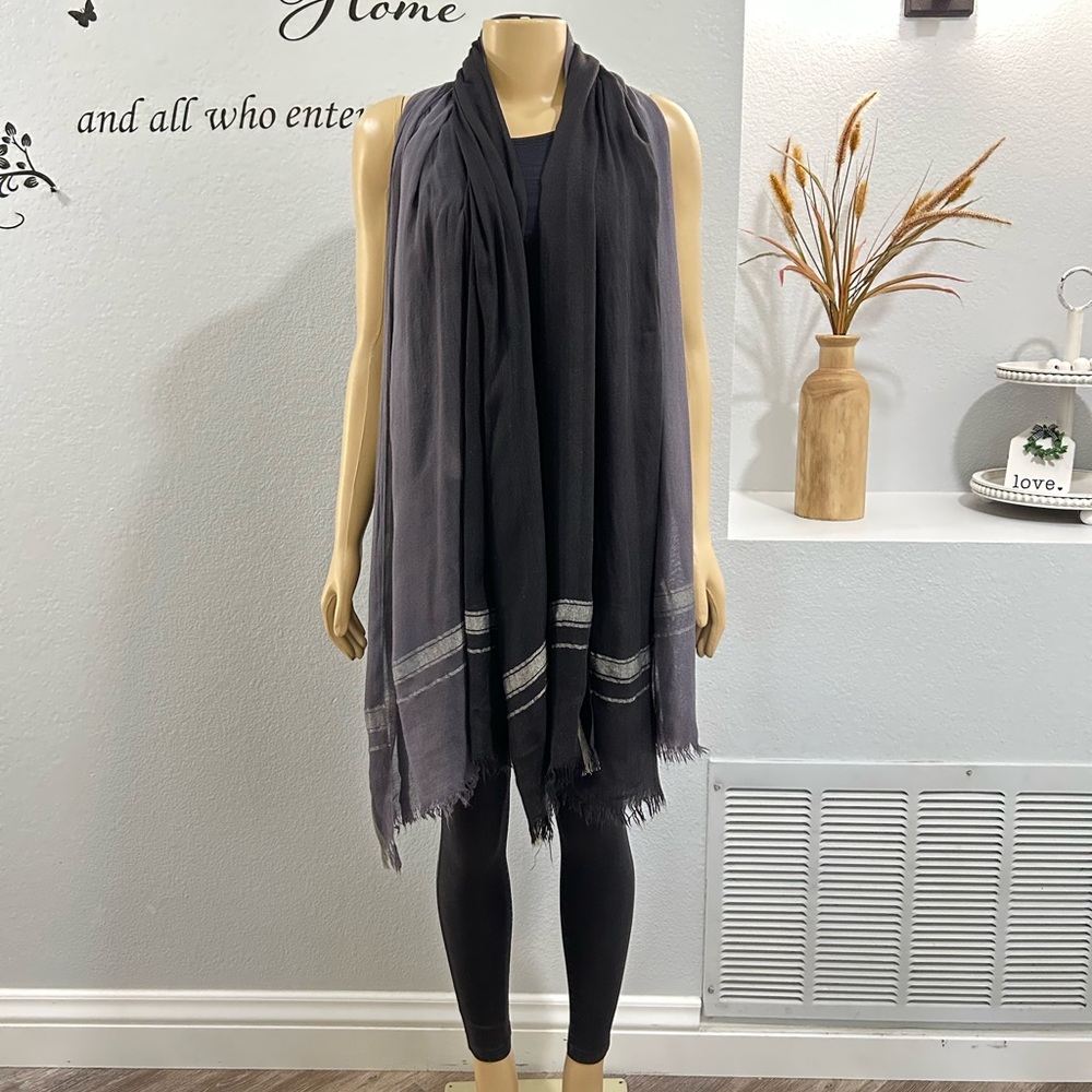 Leigh & Luca Enjoy Scarf Limited Edition Black And Gray 39” X 82”